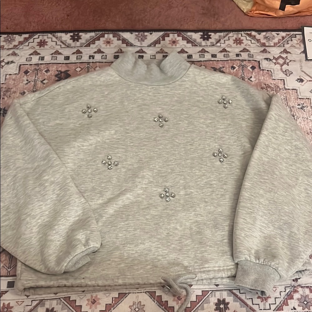 Forever 21 Gray Sweatshirt with Embroidered Details